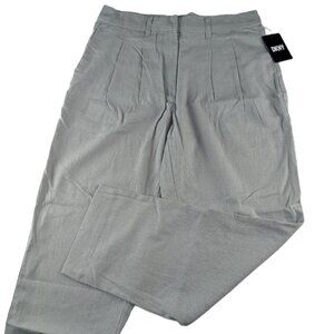 DKNY Women's Pleated Front Straight Leg Pant Size 10 Sharkskin Gray Linen Blend